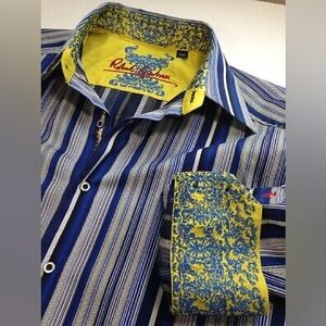 Original Robert Graham Blue stripes Shirt button up size XL